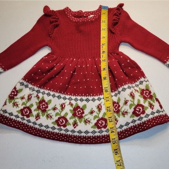MAX Studio Baby Red Knit Dress with Ruffled shoulder 3-6mo - Picture 7 of 7